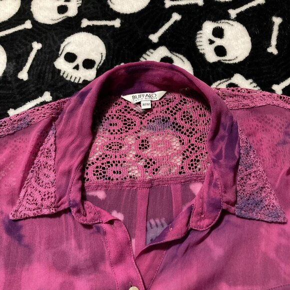 BUFFALO DAVID BITTON | Vintage Y2K Purple Two-tone Sheer Viscose Sleeveless Top - Picture 6 of 15